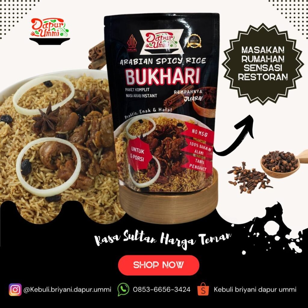 Foto produk paket nasi bukhori lengkap beserta Contoh Nasi bukhori yang sudah Dimasak dan siap santap